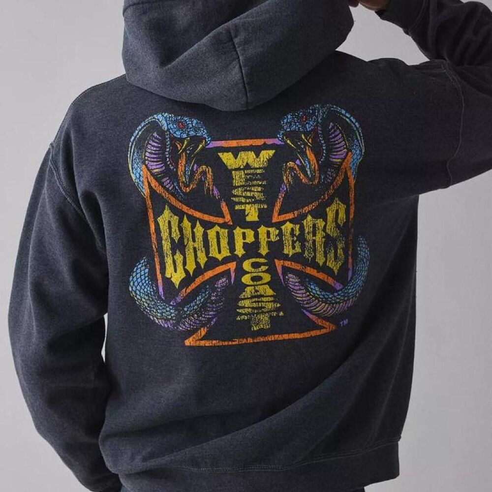 West Coast Choppers Graphic Hoodie – Unisex Medium – Gray Motorcycle Streetwear